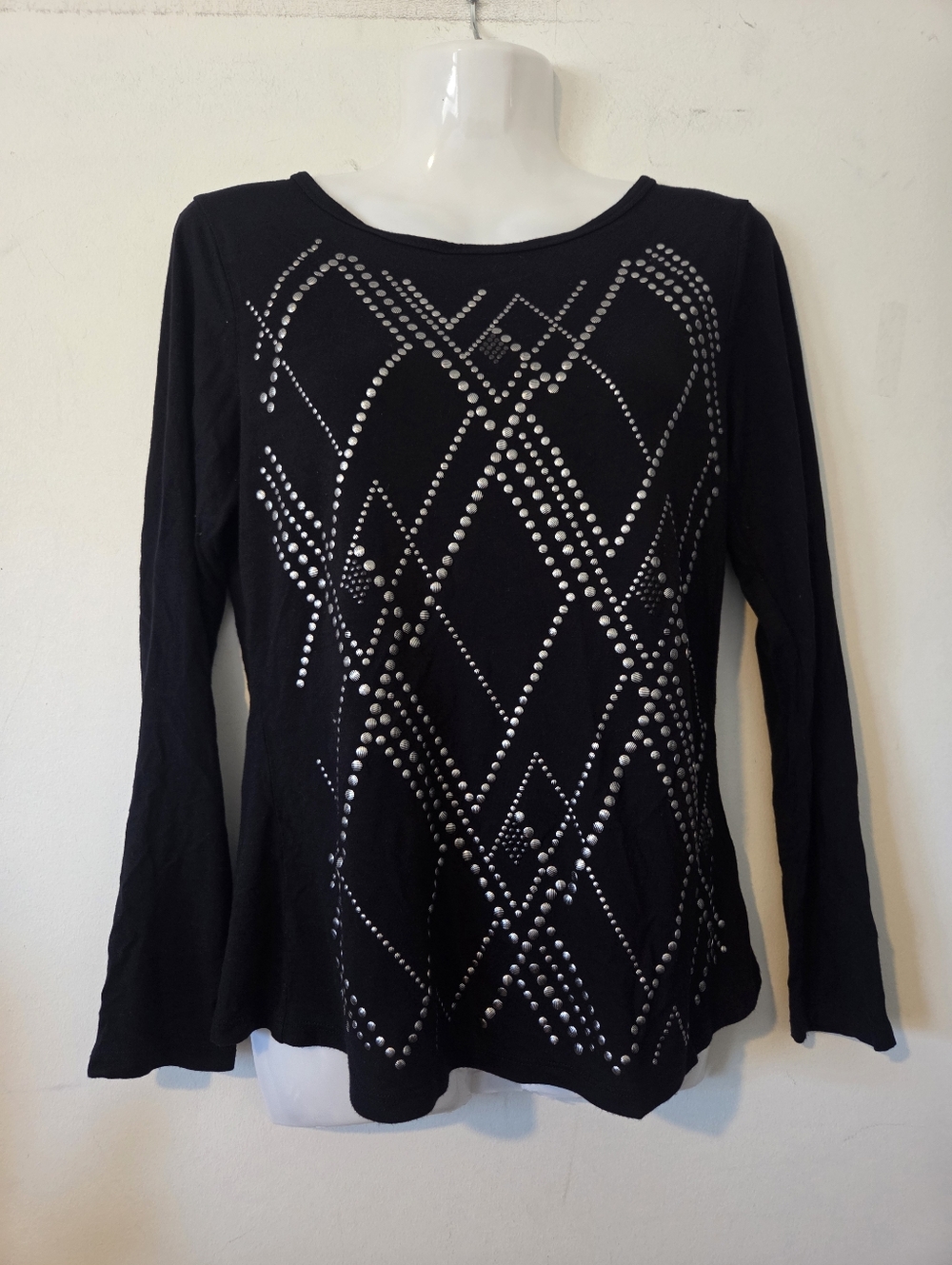 Bylyse Black Studded Long-Sleeve Top